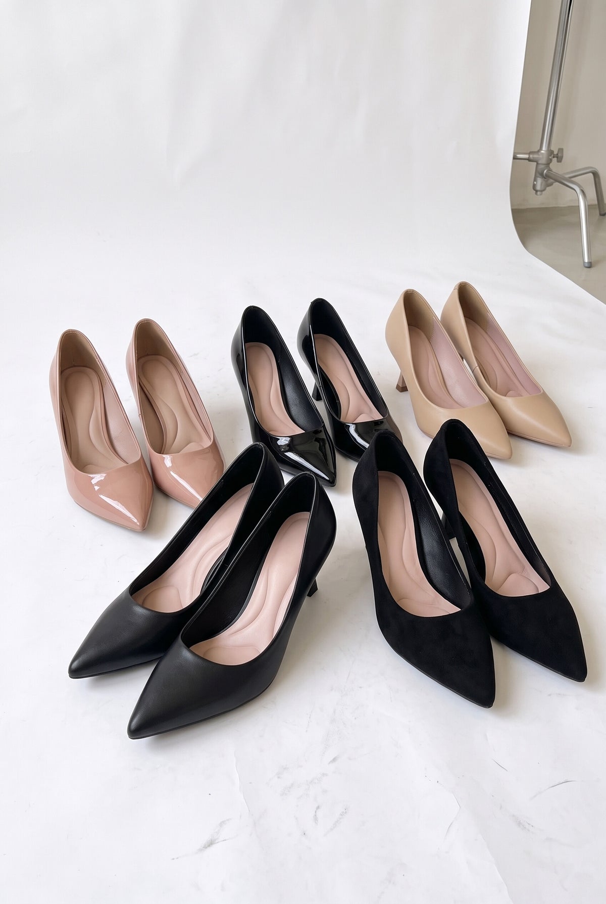 選べるヒール 3/5/7/9cm クッションポインテッドパンプス 全5カラー