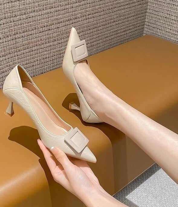 スクエアバックル ポインテッドパンプス（5cm・7cmヒール） 商品画像