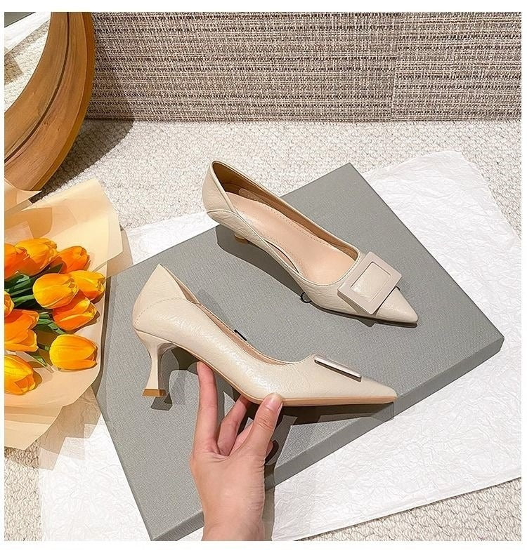 スクエアバックル ポインテッドパンプス（5cm・7cmヒール） 商品画像