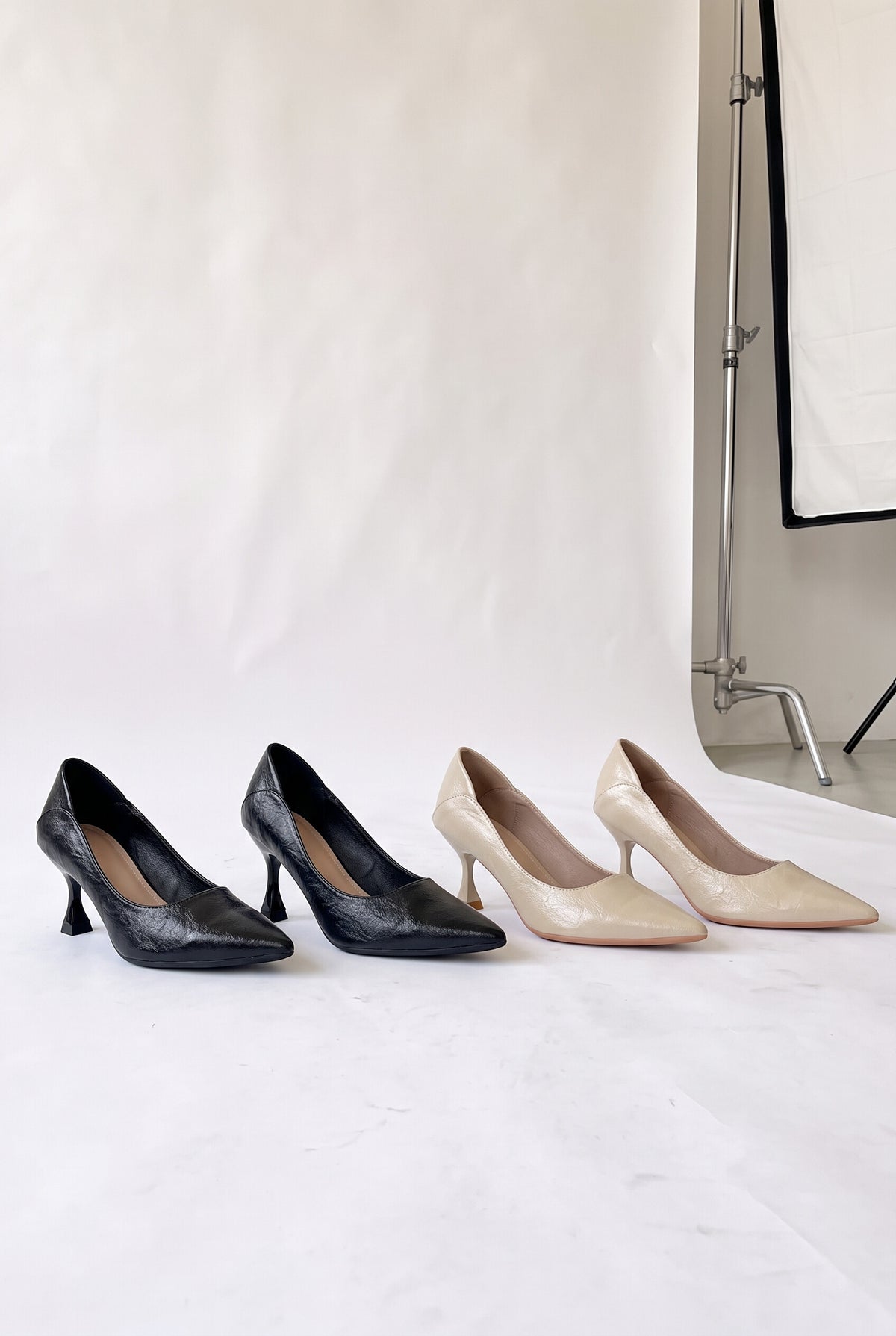 シンプル ポインテッドパンプス（5.5cm・7.5cmヒール）羊革 全2色