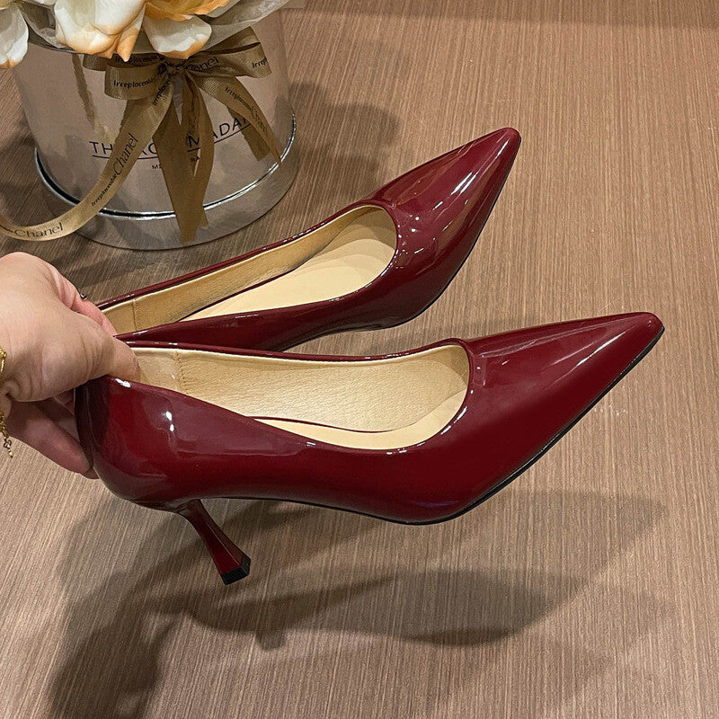 選べる5/7/9cm エナメルポインテッドパンプス ワイングラスヒール 商品画像